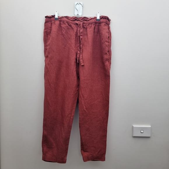 Coutry Road Paperbag Linen Pants Size 12 - Picture 2 of 7